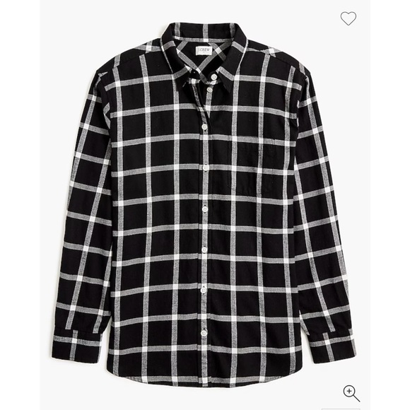 J. Crew Factory Top Flannel Shirt Button Down Long Sleeve Cotton Black White M - Picture 2 of 13